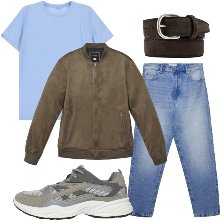 Outfit uomo - Minimal. Stile Casual per Tutti i giorni. Abbinamento con t-shirt, sneakers, giacche, jeans, cinture.
