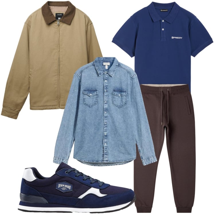 Outfit uomo - Tempo libero. Stile Casual per Tutti i giorni. Abbinamento con sneakers, camicie, pantaloni, cappotti, polo.