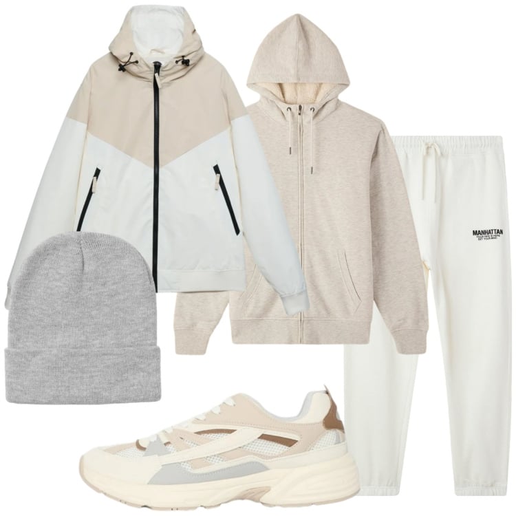 Outfit uomo - Passeggiando con gli ultimi Freddy. Stile Casual per Sport. Abbinamento con pantaloni sportivi, felpe con cappuccio, berretti, sneakers, giacche sportive.