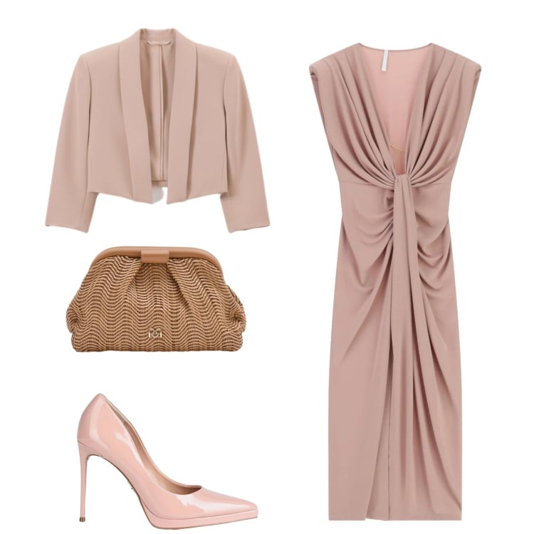 Outfit donna - Total look #2358785. Stile Glamour per Cerimonia. Abbinamento con décolleté, vestiti lunghi, bolero, pochette.