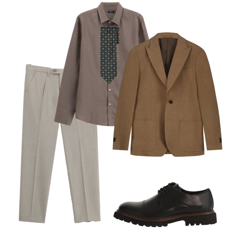 Outfit uomo - Primavera. Stile Business/Elegante per Ufficio. Abbinamento con pantaloni, camicie, scarpe stringate, giacche, cravatte.