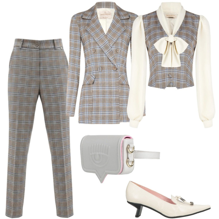 Outfit donna - Total look #2358840. Stile Mannish per Cerimonia. Abbinamento con marsupi, décolleté, pantaloni, blazer, bluse.