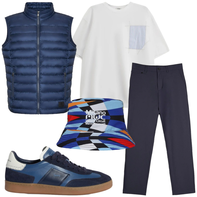 Outfit uomo - Total look #2358845. Stile Casual per Tutti i giorni. Abbinamento con sneakers, t-shirt, cappelli, pantaloni chino, piumini.
