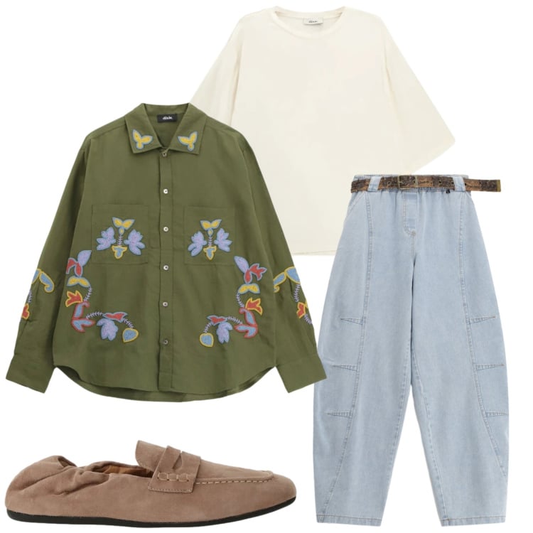 Outfit donna - New collection Dixie. Stile Casual chic per Tutti i giorni. Abbinamento con blazer, t-shirt, jeans, mocassini.