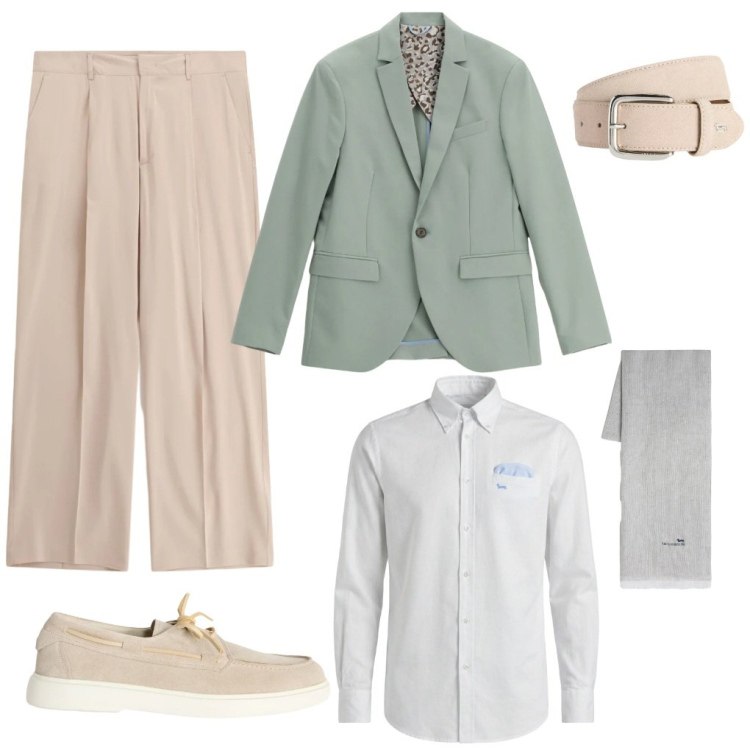 Outfit uomo - Sam: ufficio pastello.. Stile Business/Elegante per Ufficio. Abbinamento con scarpe stringate, cinture, camicie, sciarpe, giacche, pantaloni.