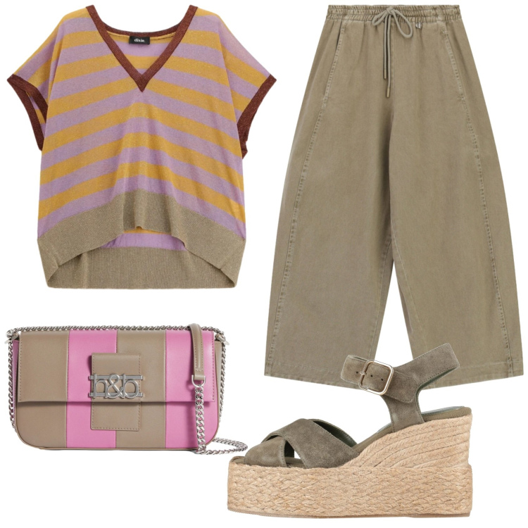 Outfit donna - Total look #2359097. Stile Basic per Tutti i giorni. Abbinamento con espadrillas, borse a spalla, pantaloni, maglieria.