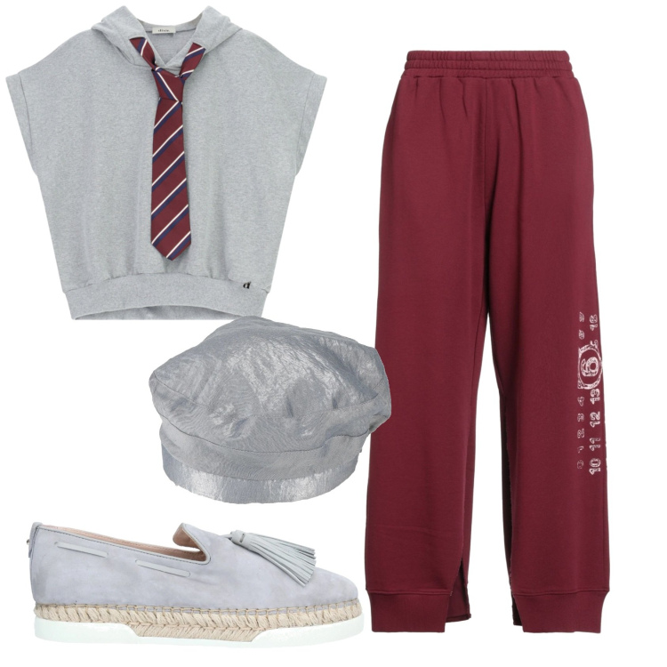 Outfit donna - Total look #2359099. Stile Casual chic per Tutti i giorni. Abbinamento con cappelli e berretti, espadrillas, pantaloni, felpe con cappuccio.