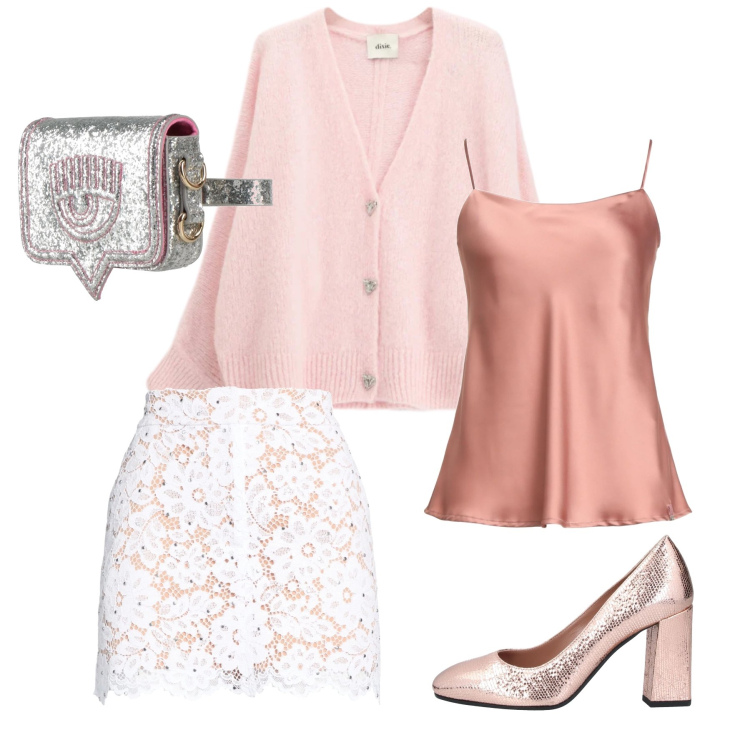 Outfit donna - Total look #2359100. Stile Chic per Serata fuori. Abbinamento con top, marsupi, décolleté, minigonne, cardigans.
