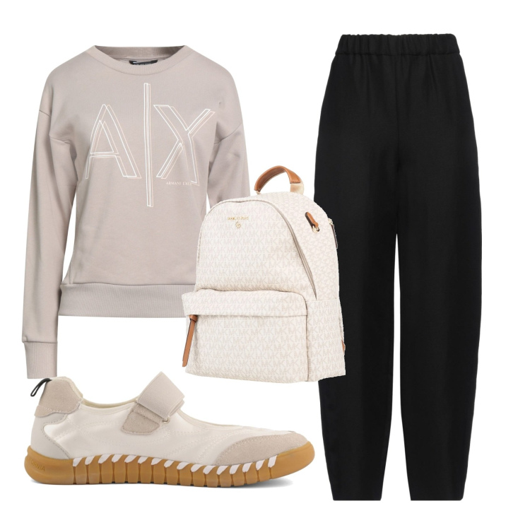 Outfit donna - Total look #2359105. Stile Casual per Tutti i giorni. Abbinamento con zaini, pantaloni, felpe, ballerine.