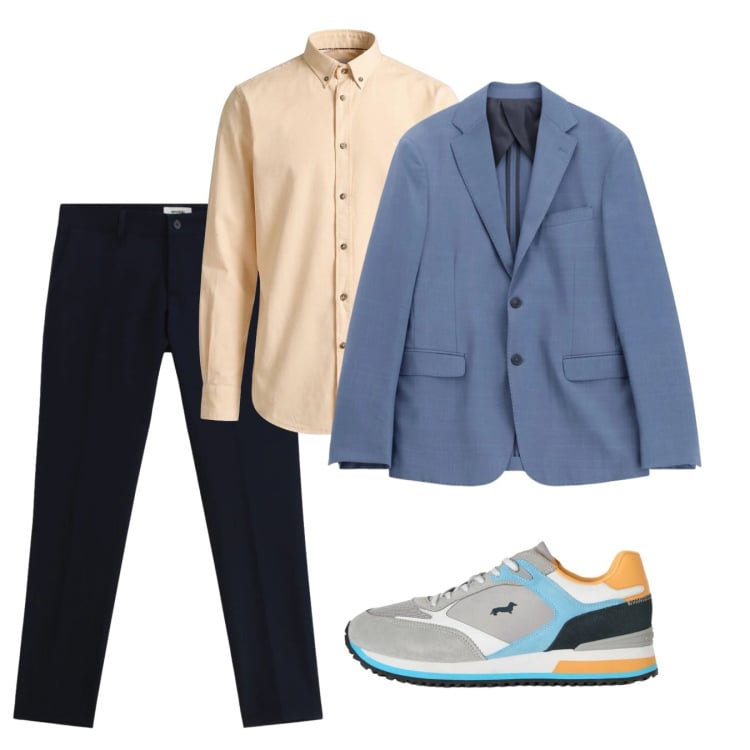 Outfit uomo - Primavera pastello. Stile Casual per Tutti i giorni. Abbinamento con sneakers, camicie, pantaloni, giacche.