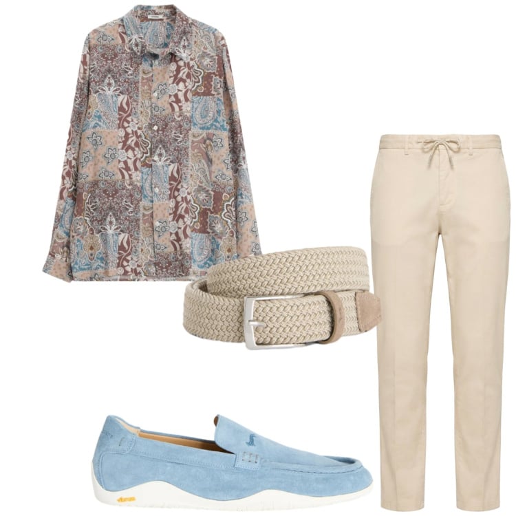 Outfit uomo - Total look #2359281. Stile Trendy per Tutti i giorni. Abbinamento con cinture, scarpe stringate, pantaloni, camicie.