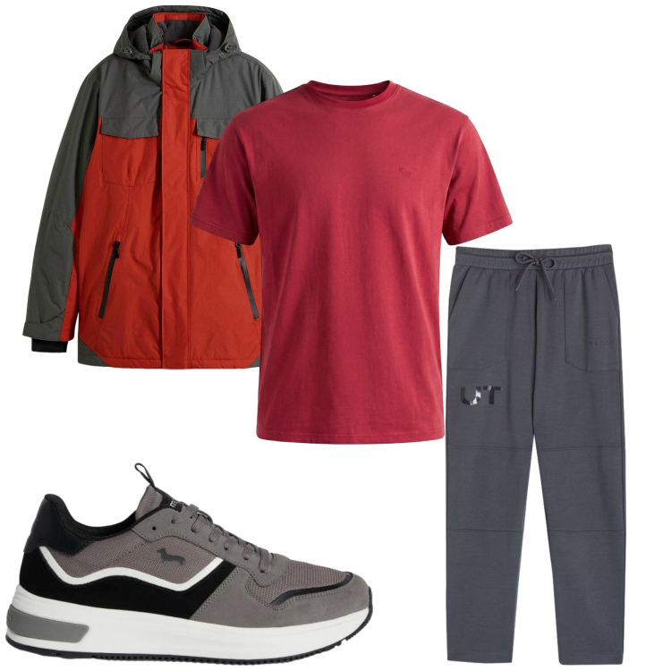 Outfit uomo - Total look #2359283. Stile Urban per Sport. Abbinamento con giacche, t-shirt, sneakers, pantaloni.