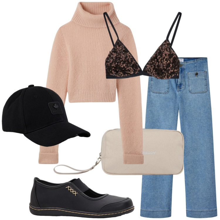 Outfit donna - Total look #2359302. Stile Casual per Tutti i giorni. Abbinamento con ballerine, reggiseni, maglieria, jeans, valigie, cappelli.
