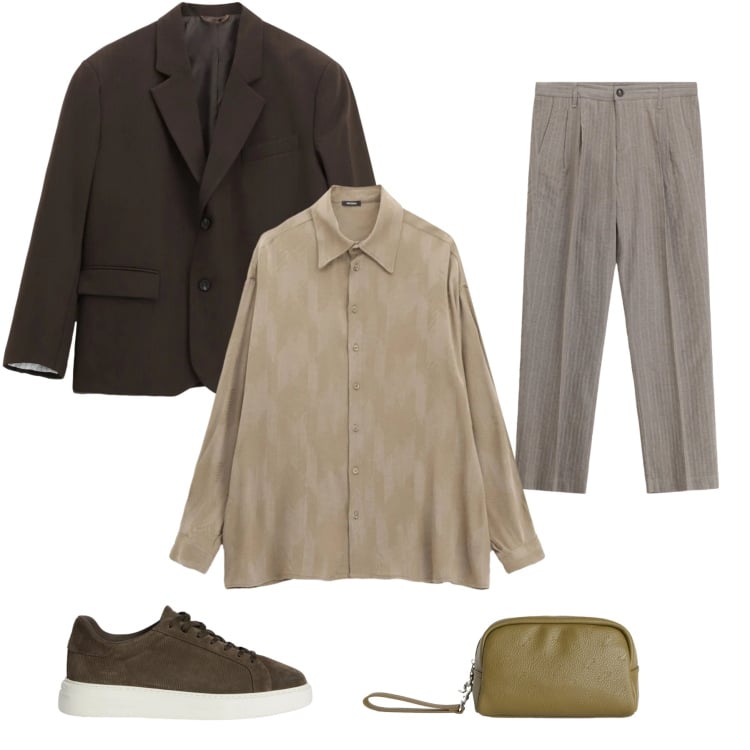 Outfit uomo - L\'Essenza del Neo-Vintage. Stile Casual per Tutti i giorni. Abbinamento con sneakers, borse sportive, camicie, giacche, pantaloni.