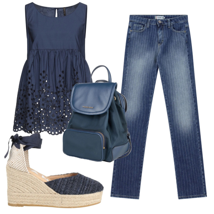 Outfit donna - Total look #2359365. Stile Casual chic per Tutti i giorni. Abbinamento con zaini, top, espadrillas, jeans.