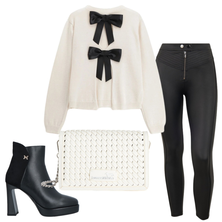 Outfit donna - Total look #2359410. Stile Romantica per Serata fuori. Abbinamento con stivaletti, borse a tracolla, maglieria, pantaloni skinny.