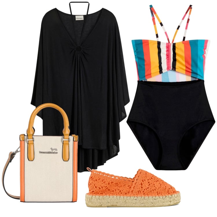 Outfit donna - Total look #2359458. Stile Trendy per Mare. Abbinamento con vestiti da spiaggia, costumi interi, borse tote, espadrillas.