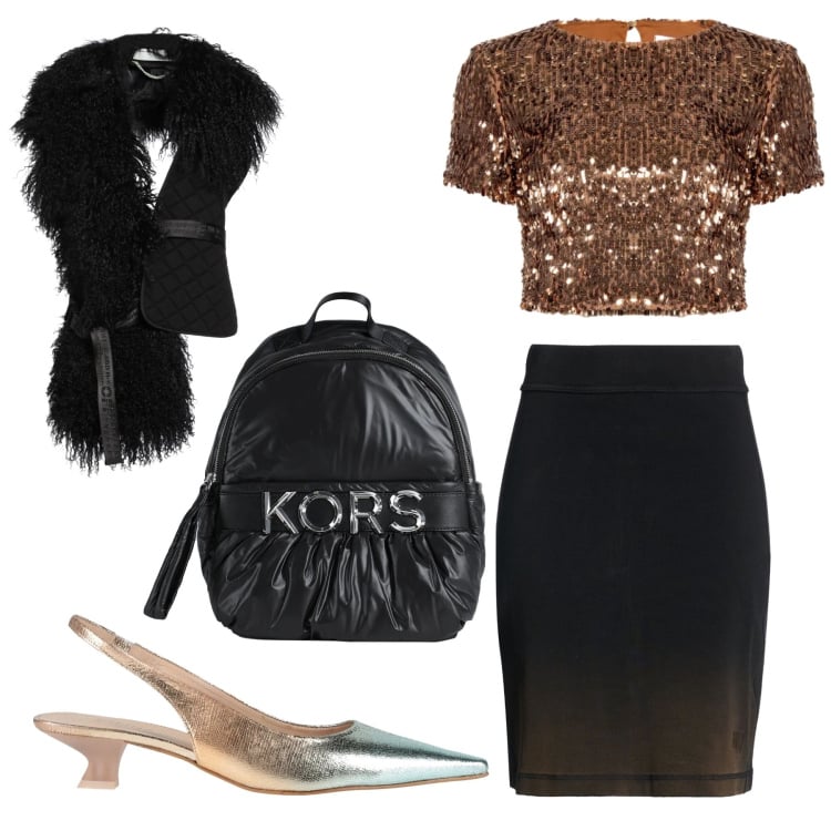 Outfit donna - Total look #2359468. Stile Glamour per Serata fuori. Abbinamento con zaini, minigonne, décolleté, cinture, bluse.