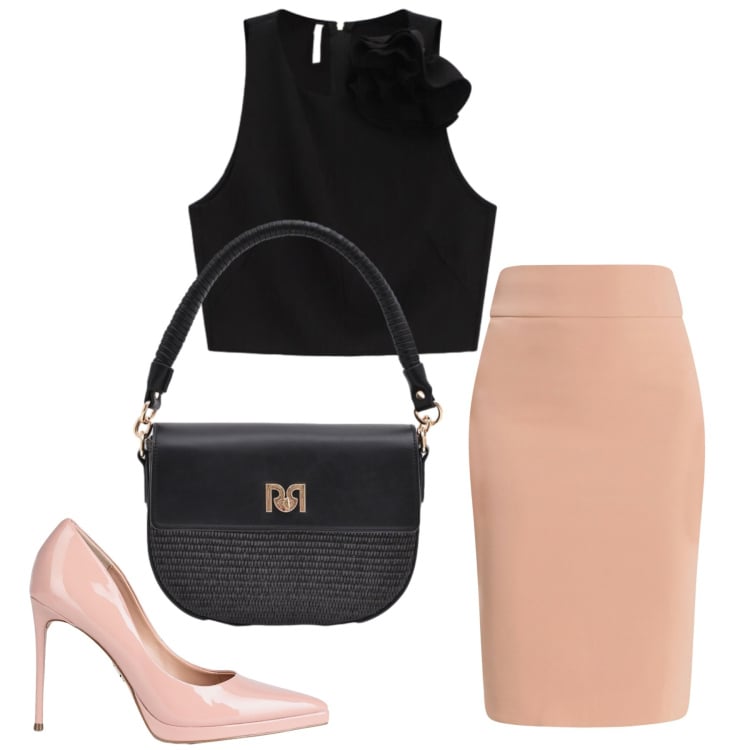 Outfit donna - Total look #2359471. Stile Sexy per Serata fuori. Abbinamento con décolleté, top, gonne longuette, borse a spalla.