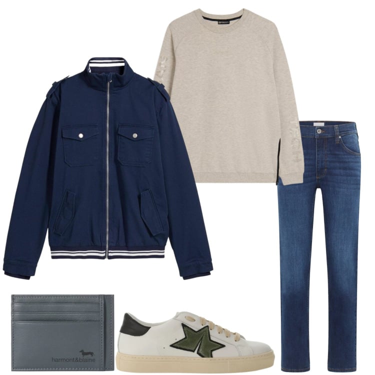 Outfit uomo - Urban style. Stile Urban per Tutti i giorni. Abbinamento con jeans dritti, giacche, portafogli, sneakers, felpe.