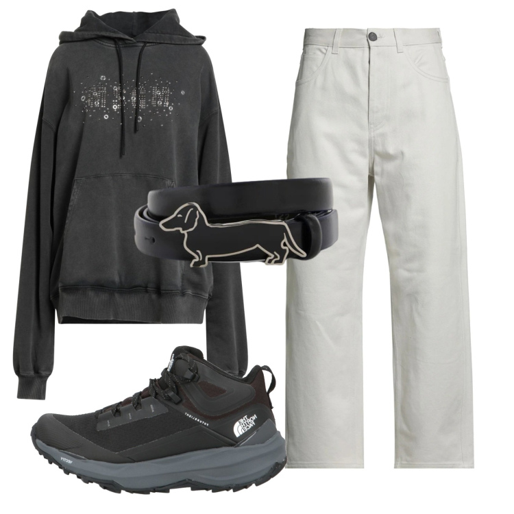 Outfit donna - Total look #2359623. Stile Casual per Tutti i giorni. Abbinamento con stivaletti, pantaloni, felpe con cappuccio, cinture.