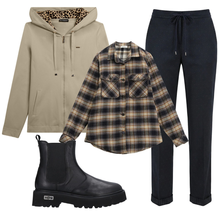 Outfit donna - Total look #2359646. Stile Basic per Tutti i giorni. Abbinamento con stivaletti, pantaloni, camicie, felpe con cappuccio.