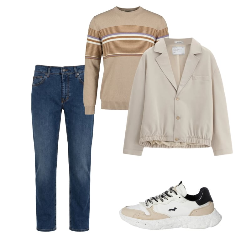 Outfit uomo - Marzo ancora freddo. Stile Casual per Tutti i giorni. Abbinamento con jeans, sneakers, maglieria, giacche.