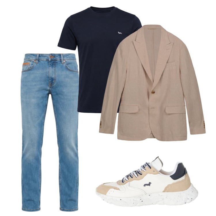Outfit uomo - Blazer casual. Stile Casual per Tutti i giorni. Abbinamento con jeans, t-shirt, sneakers, giacche.