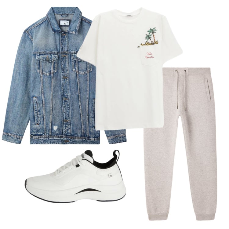 Outfit uomo - Marzo. Stile Casual per Tutti i giorni. Abbinamento con t-shirt, giacche, pantaloni, sneakers.