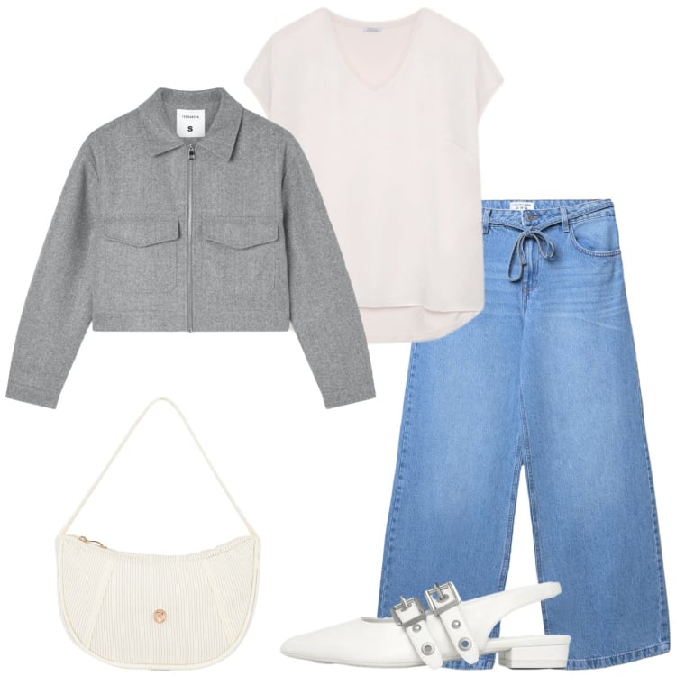 Outfit donna - Total look #2359871. Stile Casual chic per Tutti i giorni. Abbinamento con blazer, jeans, ballerine, bluse, borse a mano.