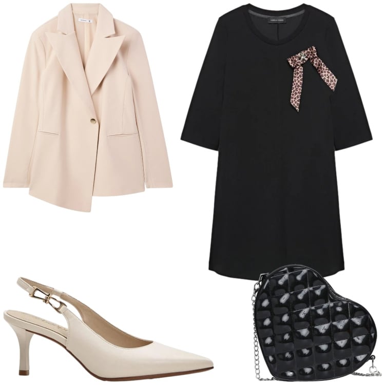 Outfit donna - Total look #2359873. Stile Bon Ton per Serata fuori. Abbinamento con décolleté, blazer, borse a tracolla, vestiti corti.