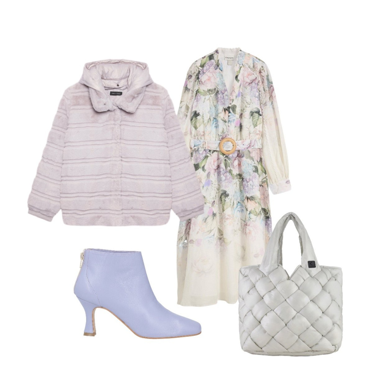 Outfit donna - I colori annunciano la Primavera. Stile Glamour per Tutti i giorni. Abbinamento con stivaletti, vestiti midi/longuette, ecopellicce, borse tote.