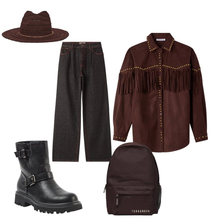 Outfit donna - Calamity Jane….Terranova!. Stile Urban per Tutti i giorni. Abbinamento con jeans dritti, stivaletti, zaini, cappelli, camicie.