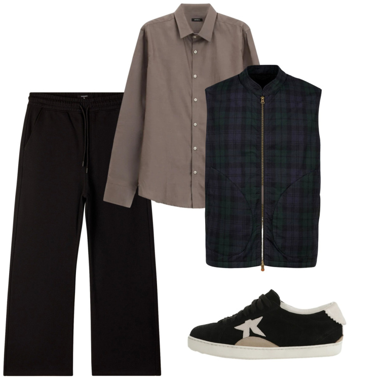 Outfit uomo - Primavera. Stile Casual per Tutti i giorni. Abbinamento con camicie, sneakers, pantaloni, piumini.