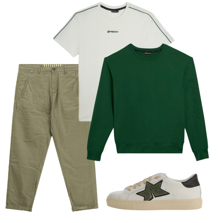 Outfit uomo - Casual. Stile Casual per Tutti i giorni. Abbinamento con pantaloni, sneakers, felpe, t-shirt sportive.