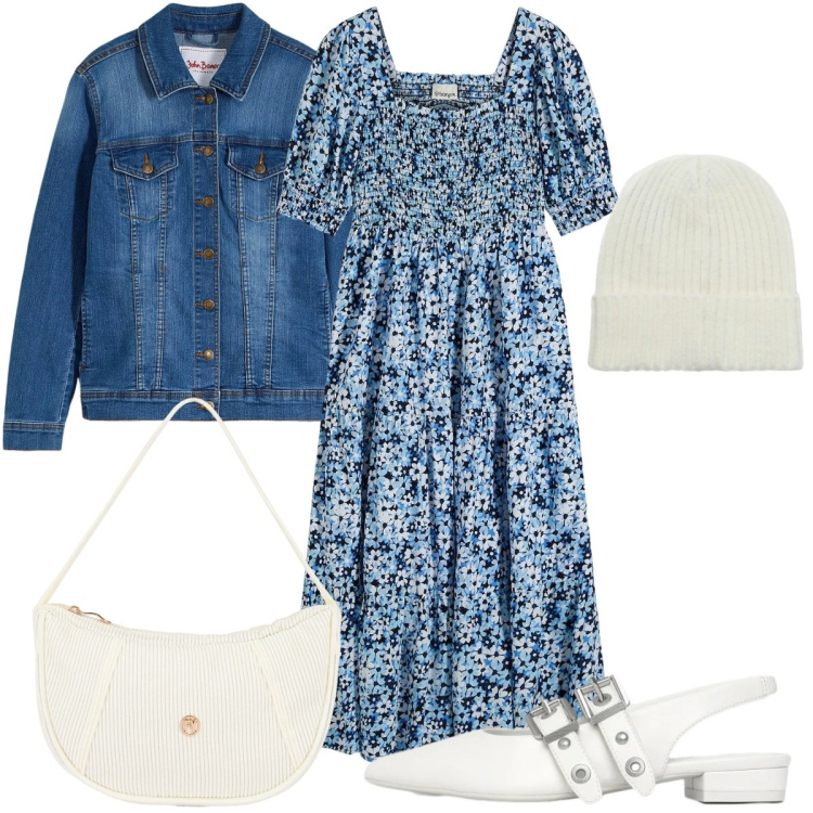 Outfit donna - Denim, but Make It 2026: denim boho. Stile Boho per Tutti i giorni. Abbinamento con blazer, vestiti midi/longuette, berretti, ballerine, borse a mano.