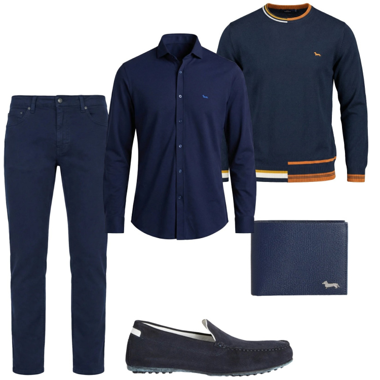 Outfit uomo - Total look #2359982. Stile Business/Elegante per Ufficio. Abbinamento con scarpe stringate, pantaloni, camicie, pullovers, portafogli.