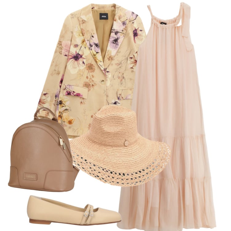 Outfit donna - Total look #2360001. Stile Romantica per Cerimonia. Abbinamento con zaini, ballerine, vestiti lunghi, blazer, cappelli.