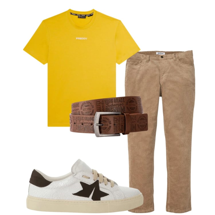 Outfit uomo - Total look #2360014. Stile Casual per Tutti i giorni. Abbinamento con cinture, pantaloni, sneakers, t-shirt.