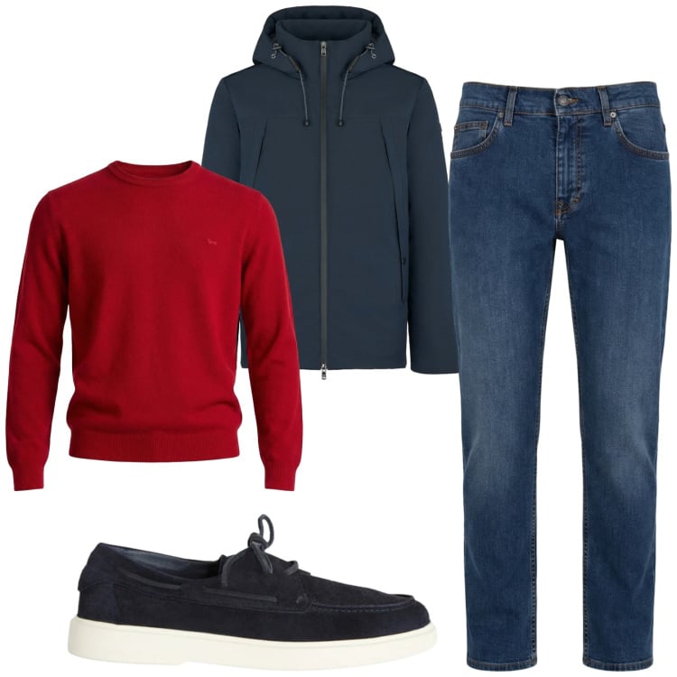 Outfit uomo - Total look #2360020. Stile Urban per Tutti i giorni. Abbinamento con jeans, scarpe stringate, pullovers, eskimo.