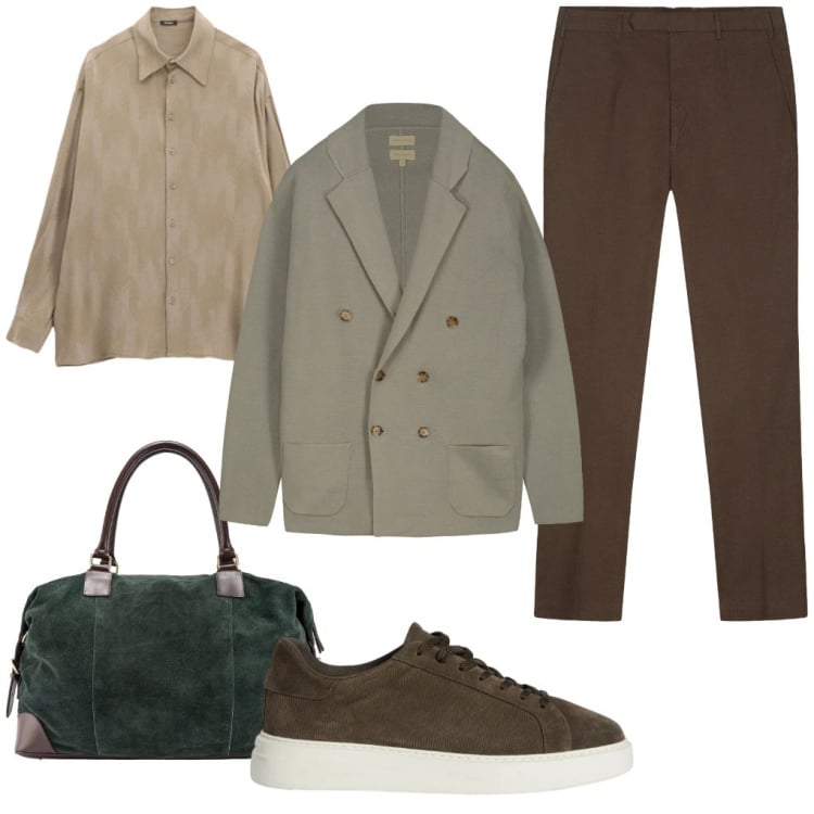 Outfit uomo - Igor: giacca oversize. Stile Casual per Ufficio. Abbinamento con sneakers, camicie, borse sportive, cardigans, pantaloni.