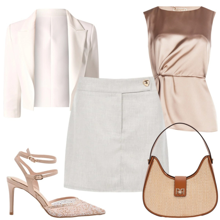 Outfit donna - Rinascimento - glamour tutti i giorni. Stile Glamour per Tutti i giorni. Abbinamento con blazer, borse a spalla, décolleté, bluse, minigonne.