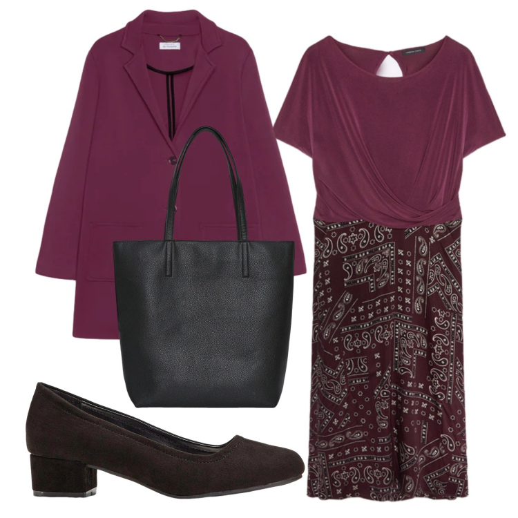 Outfit donna - Total look #2360089. Stile Basic per Ufficio. Abbinamento con décolleté, borse tote, cappotti, vestiti midi/longuette.