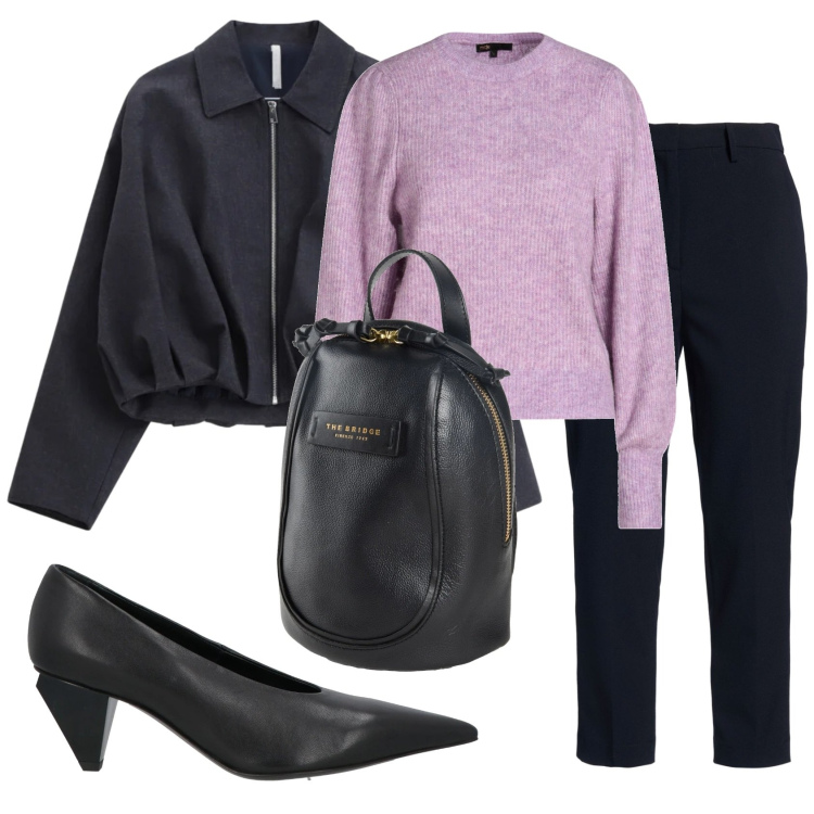 Outfit donna - Total look #2360127. Stile Basic per Ufficio. Abbinamento con zaini, pantaloni, pullovers, décolleté, bomber.