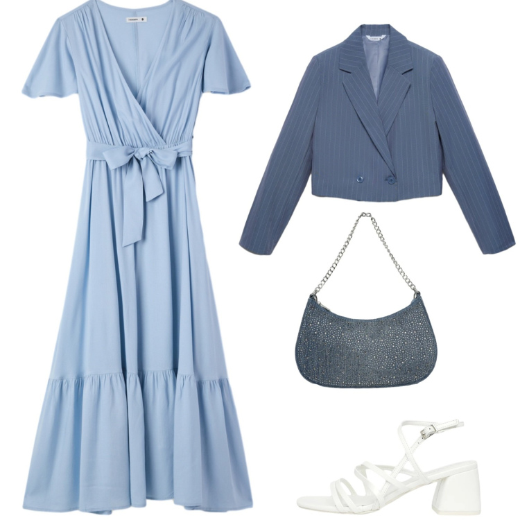 Outfit donna - Total look #2360144. Stile Romantica per Serata fuori. Abbinamento con borse a tracolla, blazer, vestiti lunghi, sandali col tacco.