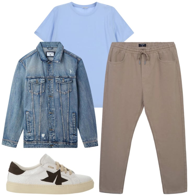 Outfit uomo - Marzo. Stile Casual per Tutti i giorni. Abbinamento con sneakers, t-shirt, giacche, pantaloni.