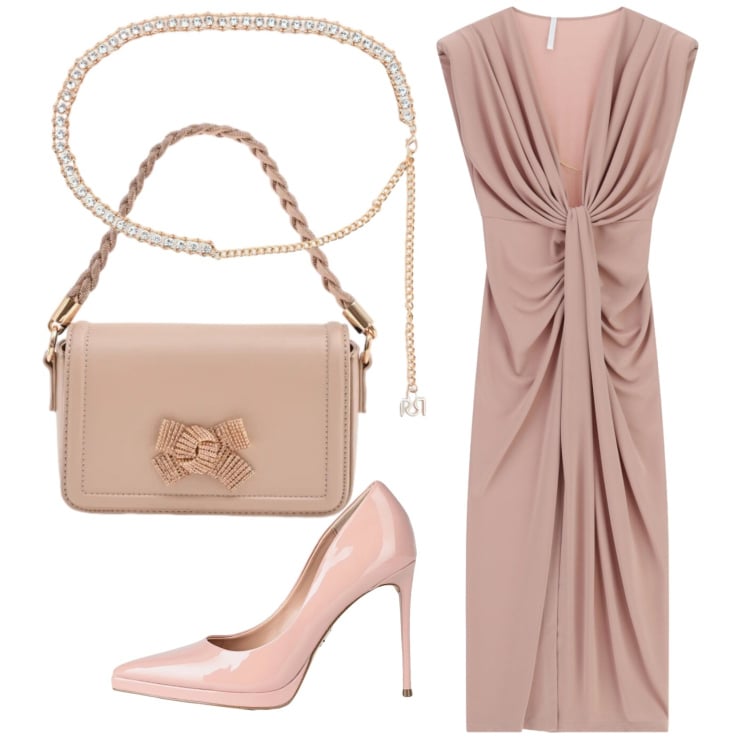 Outfit donna - Total look #2360234. Stile Chic per Cerimonia. Abbinamento con décolleté, vestiti lunghi, pochette, cinture.