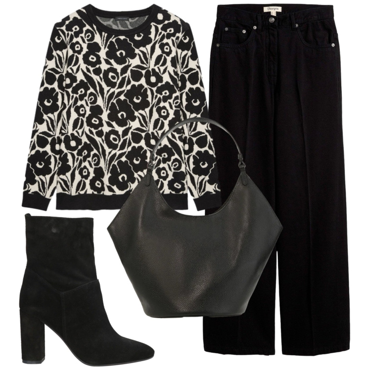 Outfit donna - Total look #2360249. Stile Bon Ton per Ufficio. Abbinamento con stivaletti, pantaloni, maglieria, borse a spalla.