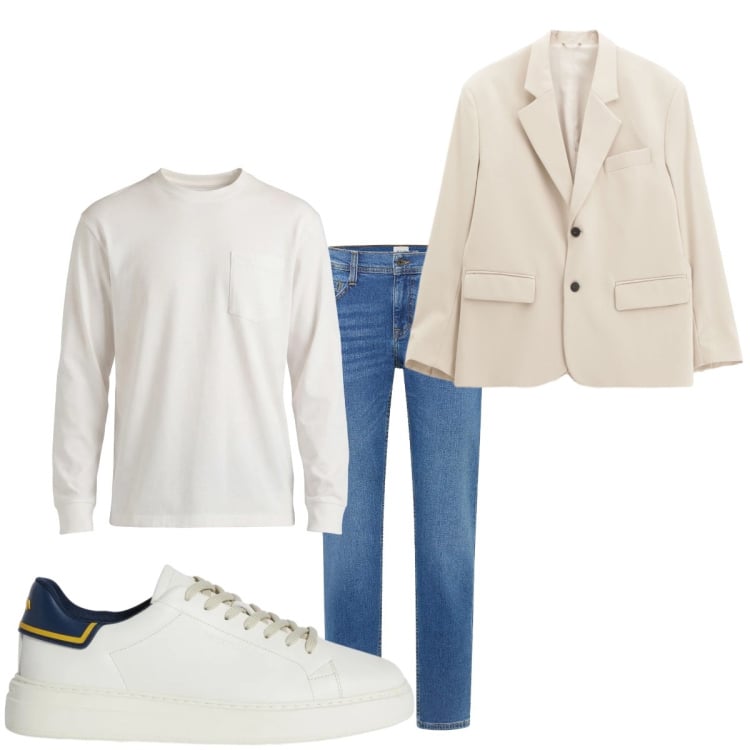 Outfit uomo - Total look #2360260. Stile Casual per Tutti i giorni. Abbinamento con jeans bootcut, t-shirt, sneakers, giacche.