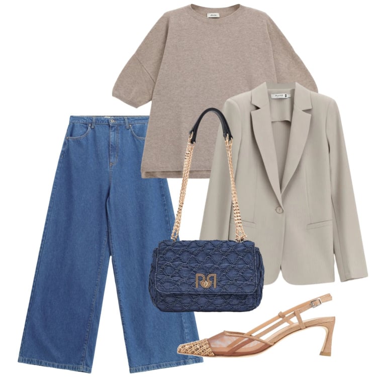 Outfit donna - Le slingback più chic. Stile Casual chic per Tutti i giorni. Abbinamento con décolleté, jeans, maglieria, blazer, borse a spalla.